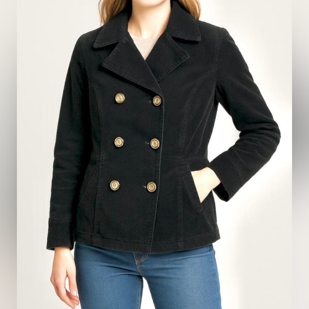 Mossimo 100% Cotton Shell, Women's Double-Breasted Black Jacket, Size S